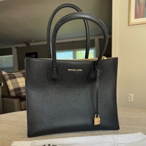 Michael Kors Black Leather Tote Handbag
